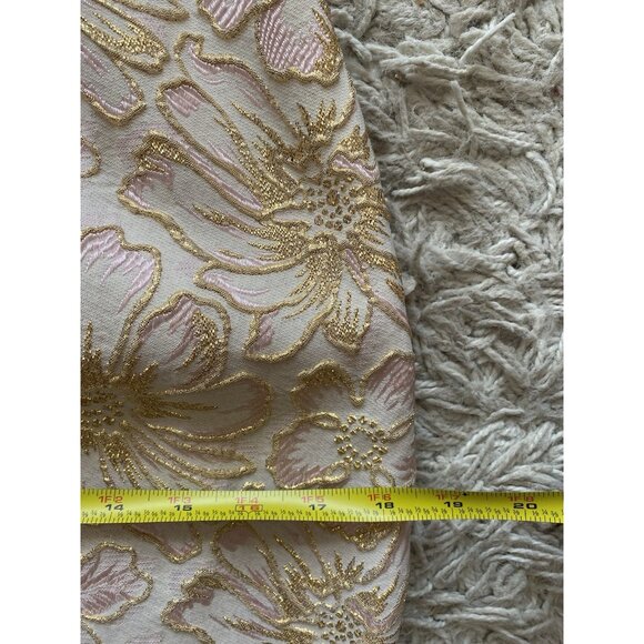 Vintage Dress 1960s Embroidered Floral Satin Pink Gold Long Gown Sheath XS / S - Picture 8 of 9